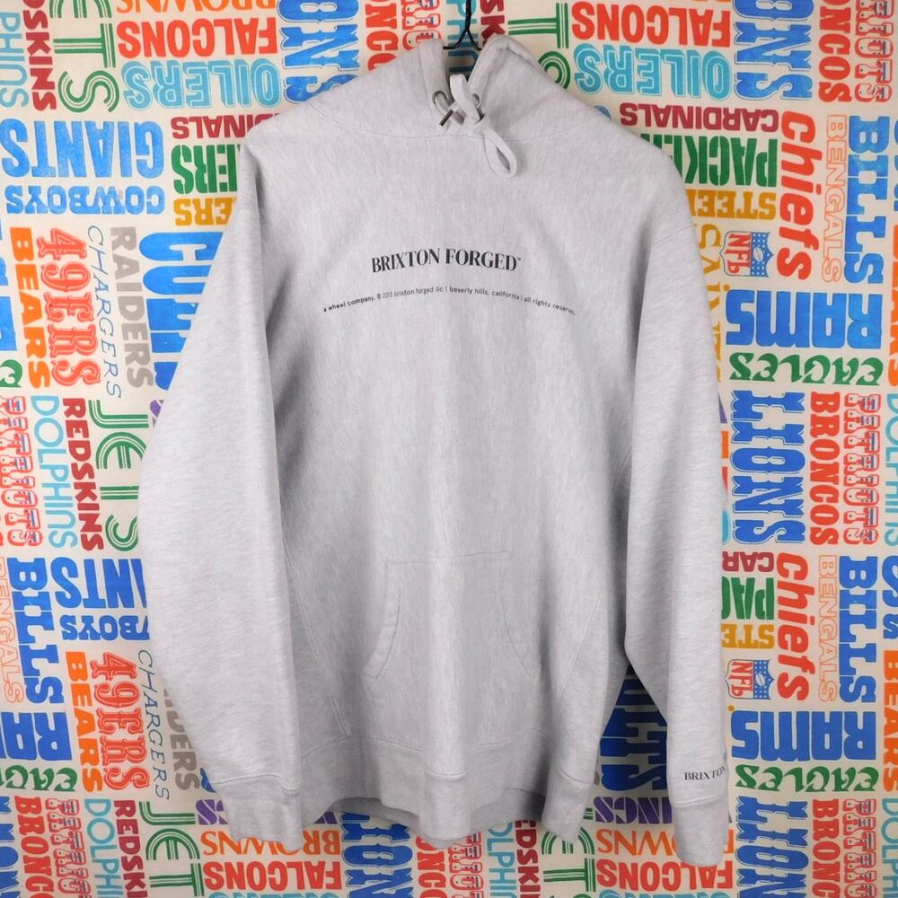 Brixton Forged Rights Reserved Hoodie Size L Gray Wheel Company Pullover